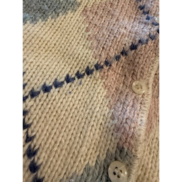 VTG 90 Limited Womens Argyle Sweater Vest S Ivory Pastel Lambswool blend preppy - Picture 8 of 10